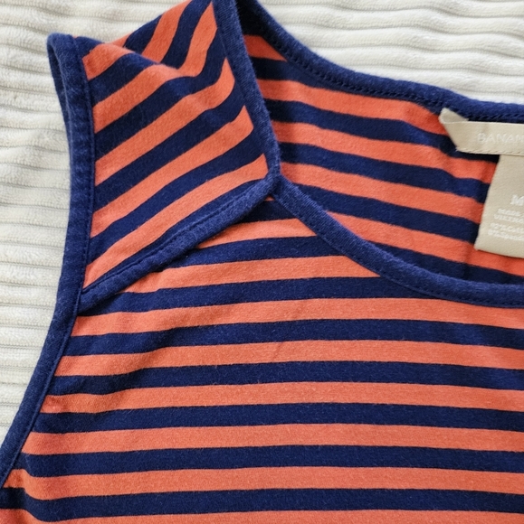 Banana Republic Striped Sleeveless Top - Orange and Navy Blue Size M - Picture 3 of 5